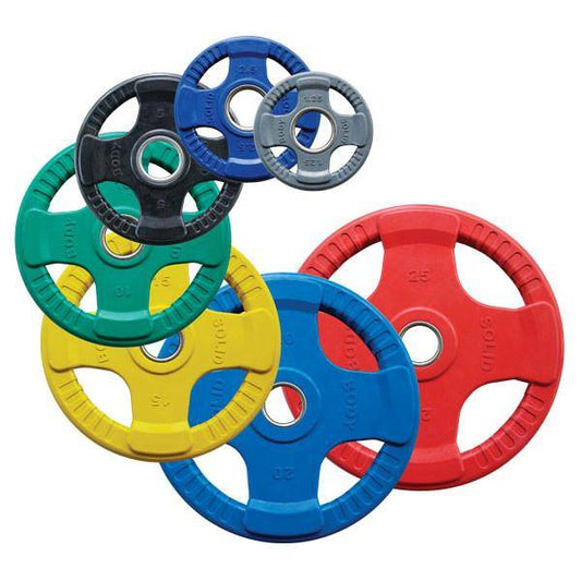 Gekleurde Rubberen Olympische Halterschijven 50 mm ORCK - per stuk 25 kg - Rood